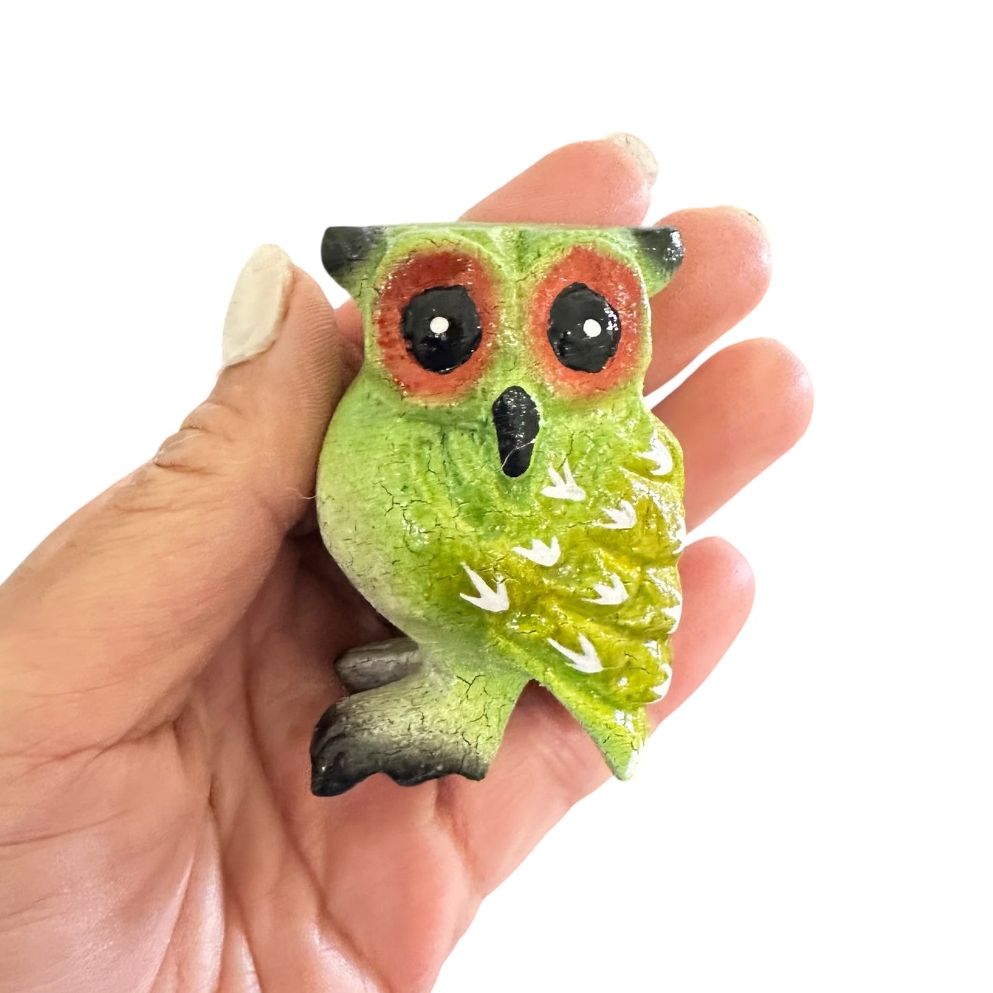 2" Green Forest Wooden Musical Whistle Owl Instrument
