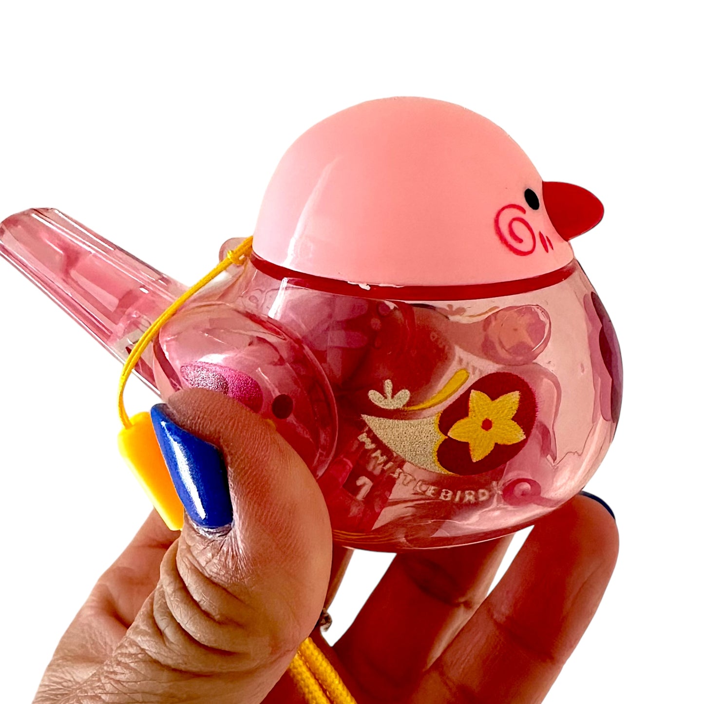 Clear Water Whistle Bird - Whimsical Water-Filled Whistle (Pink)