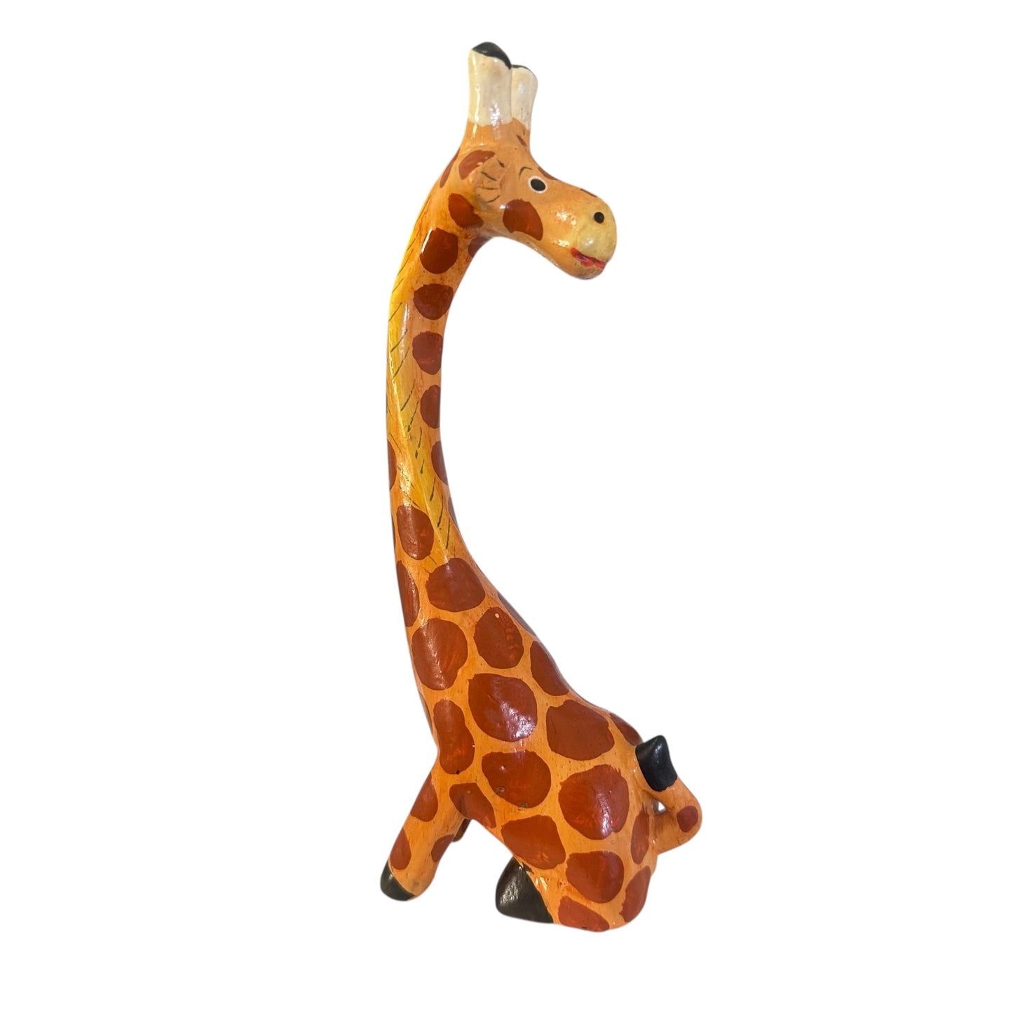 Hand-Painted Wooden Giraffe Figurine – Artisan Home Décor