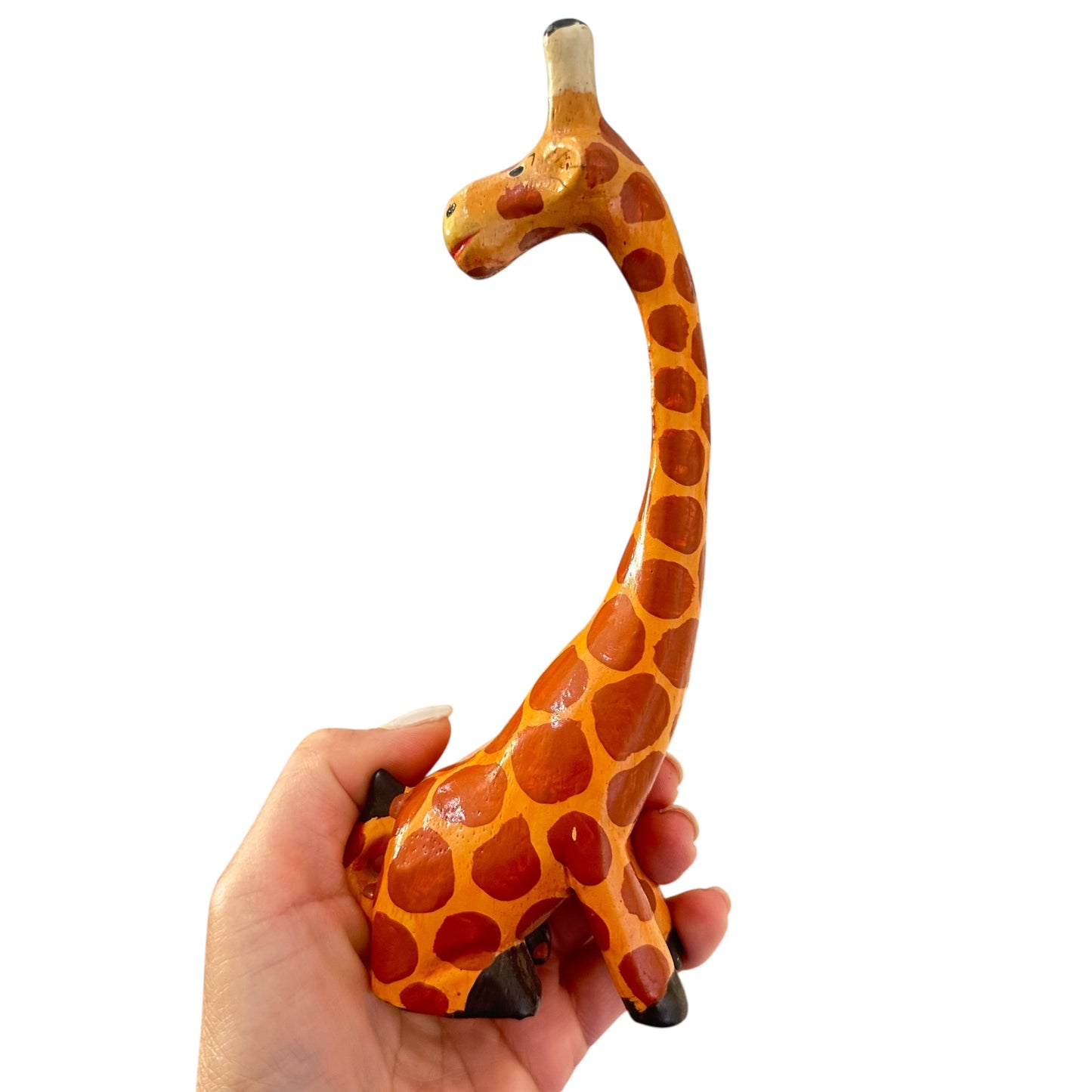 Hand-Painted Wooden Giraffe Figurine – Artisan Home Décor