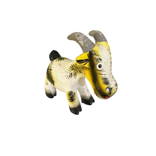 Hand-Painted Wooden Goat Figurine – Artisan Crafted