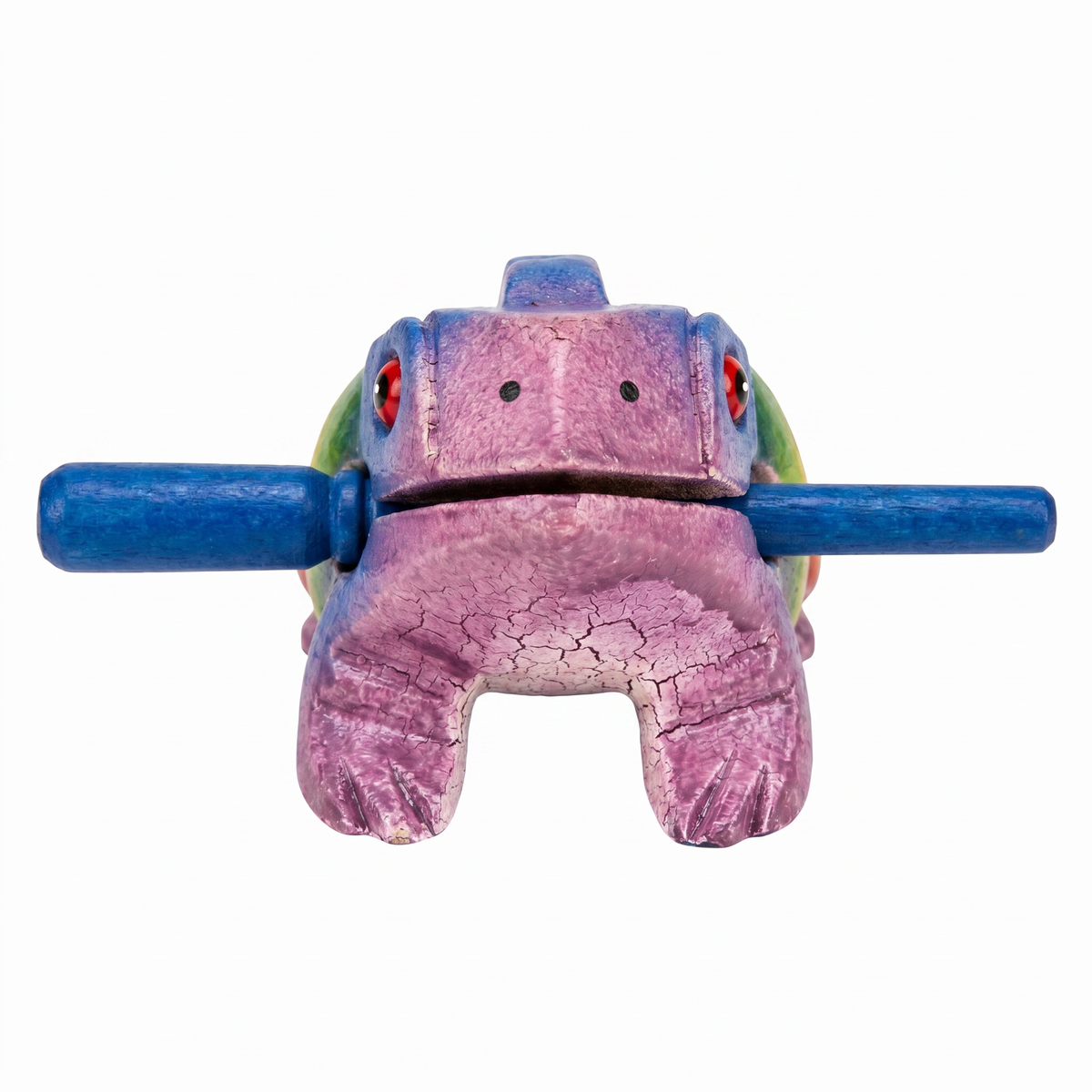 5" Wooden Musical Frog - Rainbow Design (Percussion Instrument)
