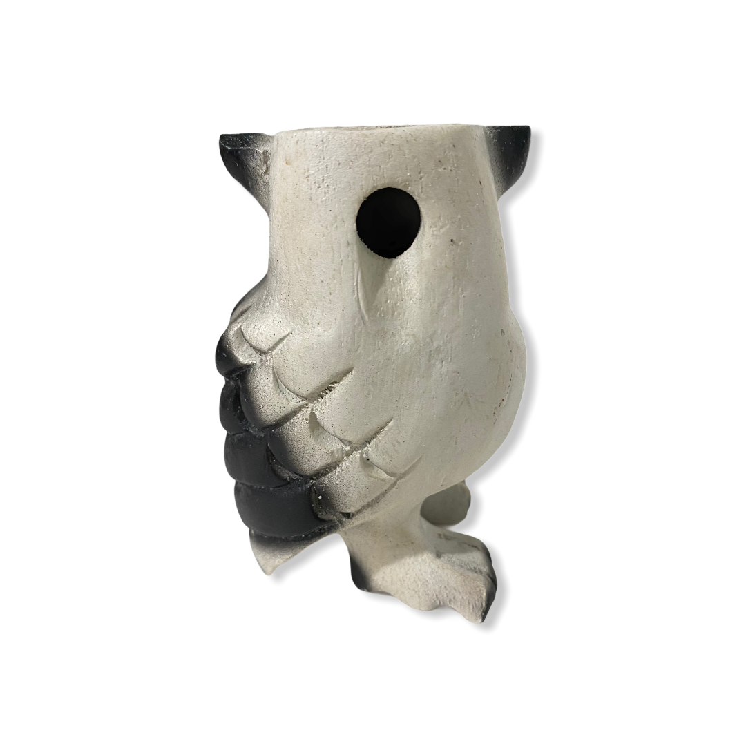 4" Painted White Wooden Musical Whistle Owl  Instrument