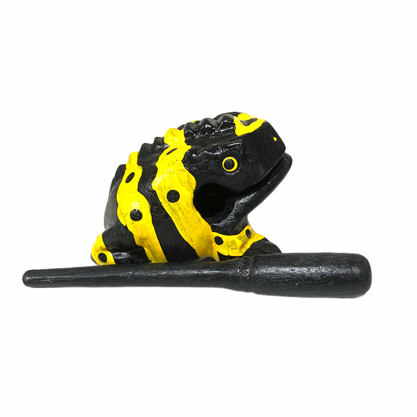 1.5" Wooden Musical Frog - Yellow Dart Design (Percussion Instrument)