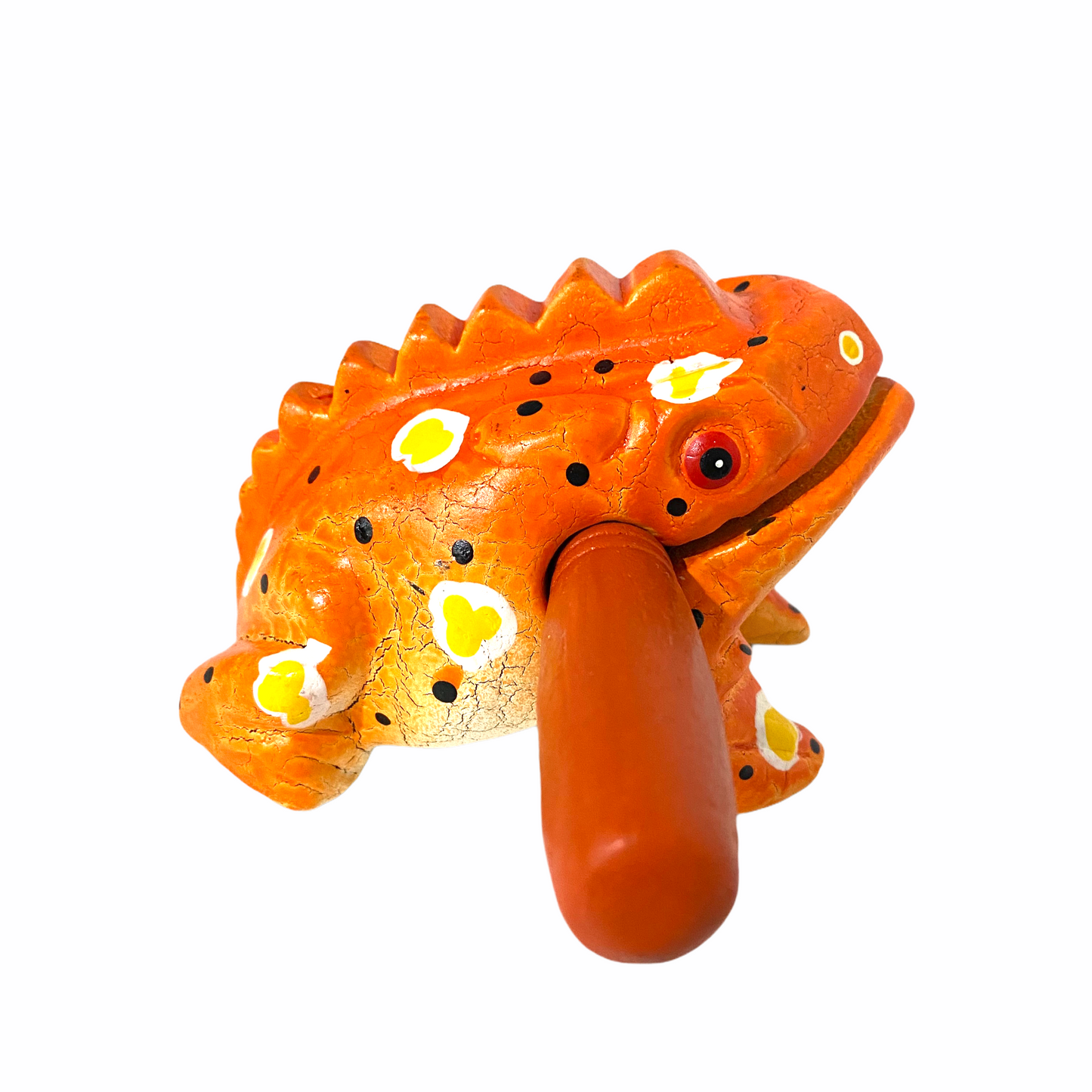 4" Wooden Musical Frog - Pumpkin Design (Percussion Instrument)