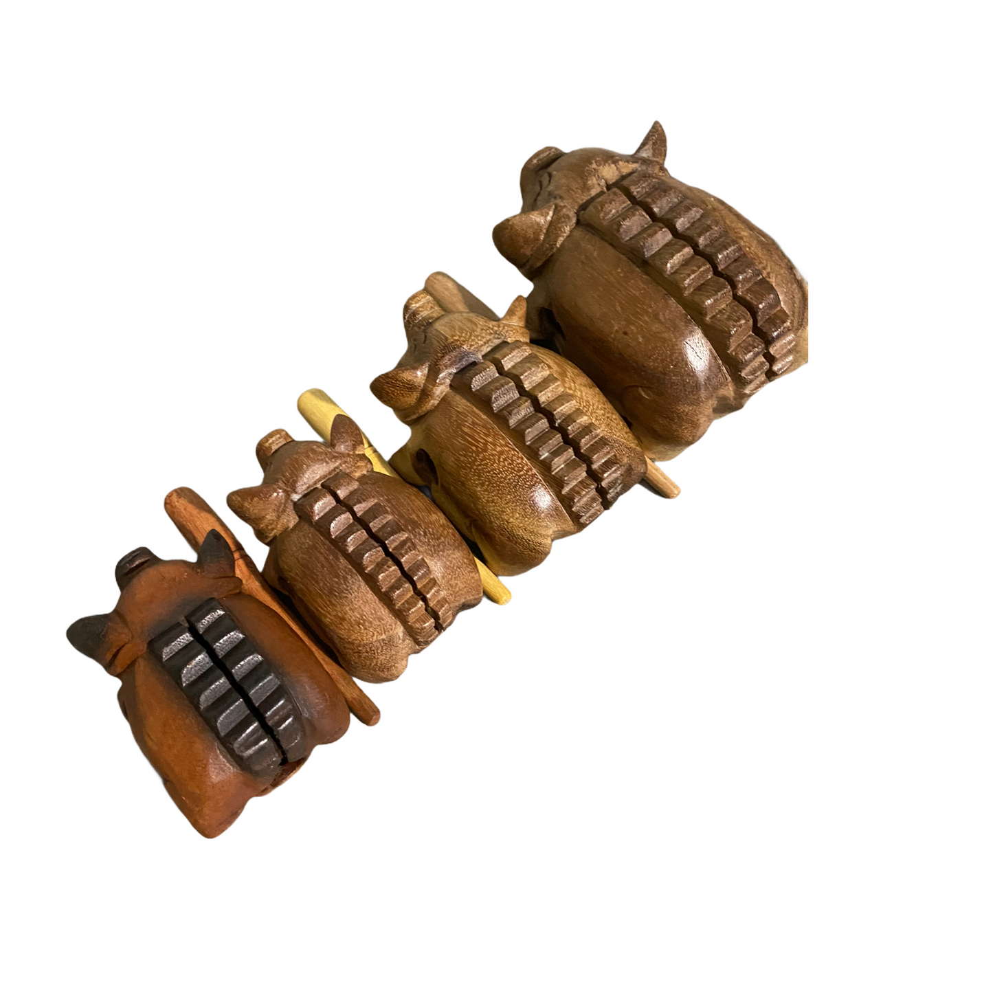 5" Dark Stained Wooden Musical Pig Percussion Instrument