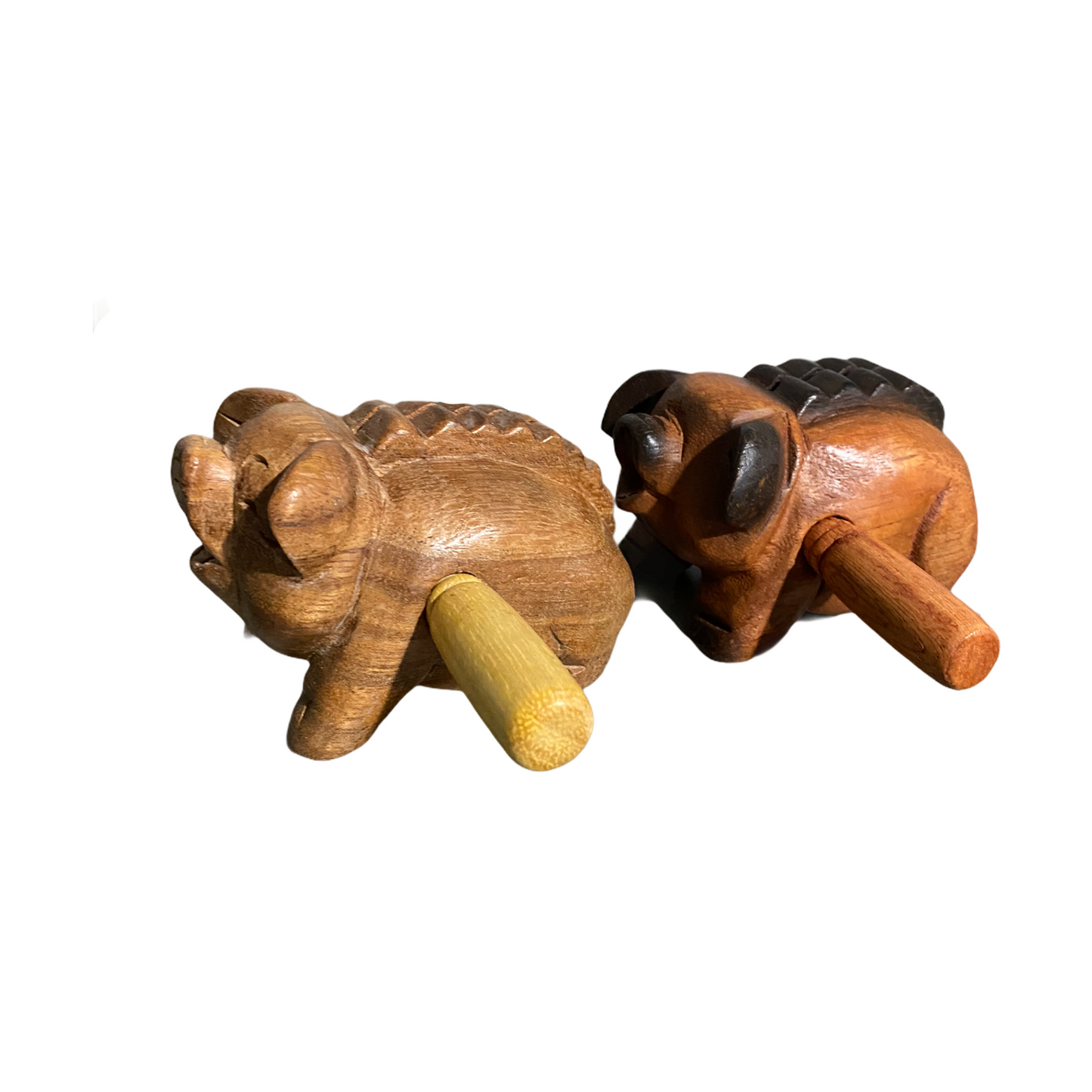 5" Dark Stained Wooden Musical Pig Percussion Instrument