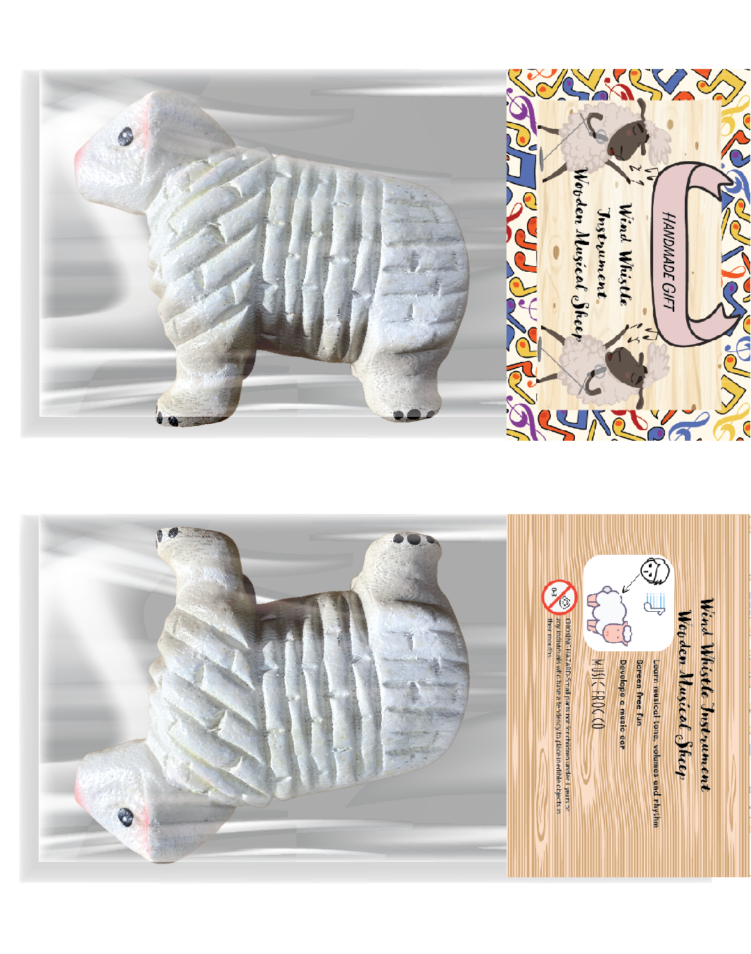 Wooden Musical Whistle Sheep Instrument