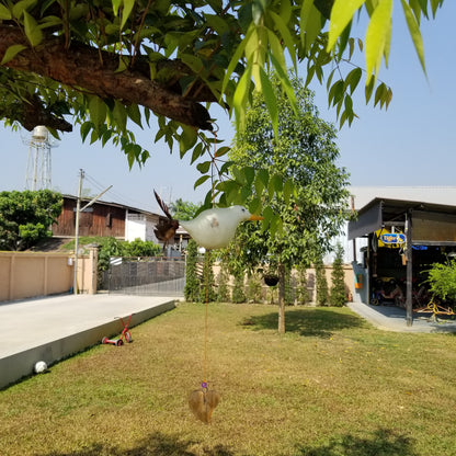 Hand-Painted Seagull Windchime with Feather Spinner