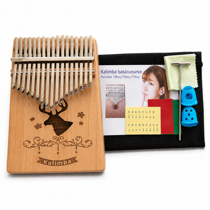 17-Key Wooden Kalimba Starter Set – Deer Motif