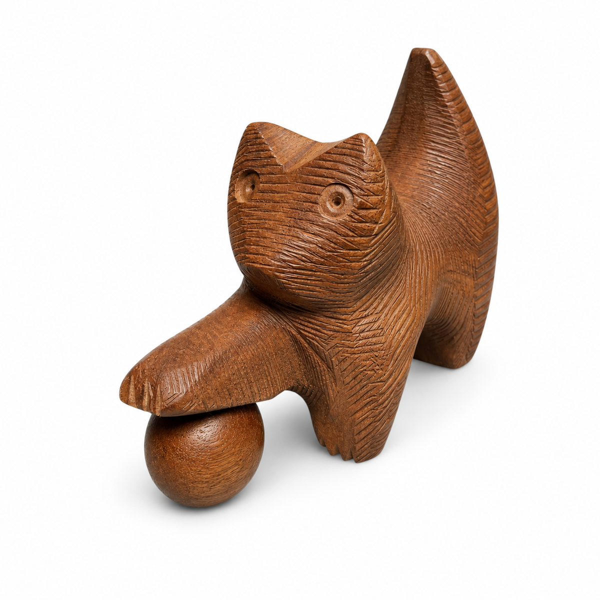 Handcarved Wooden Cat — Artisan India | Albizia Wood