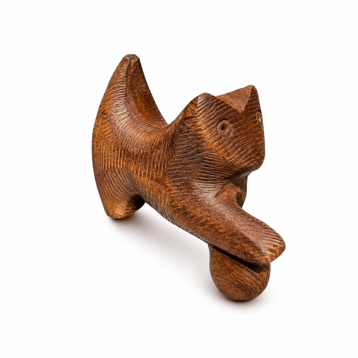 Handcarved Wooden Cat — Artisan India | Albizia Wood