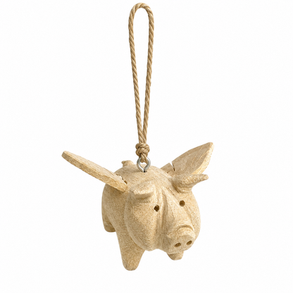Wooden Flying Pig ornament