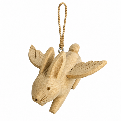 Wooden Flying Rabbit ornament