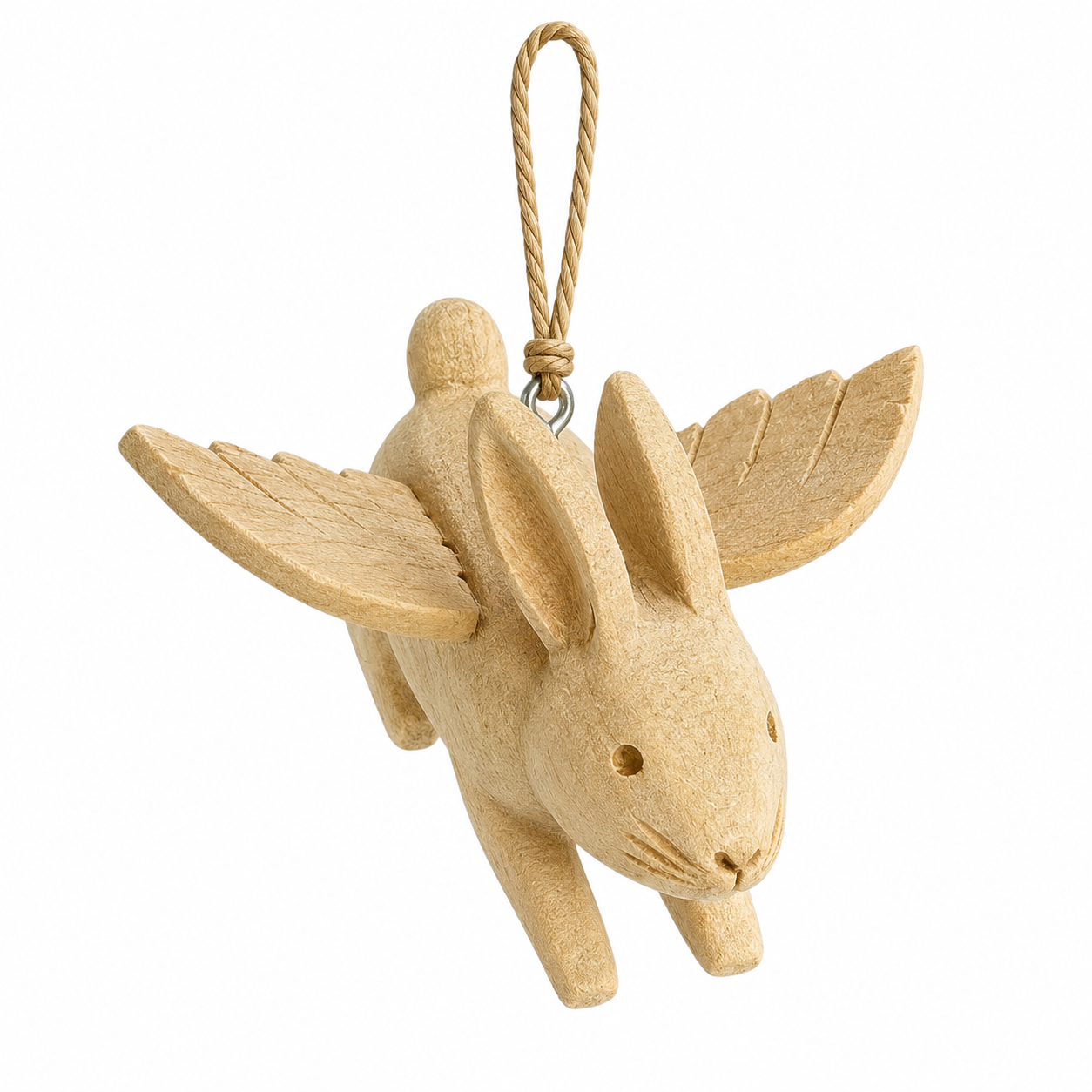 Wooden Flying Rabbit ornament