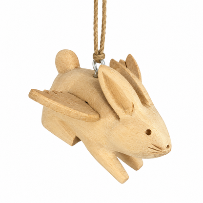 Wooden Flying Rabbit ornament