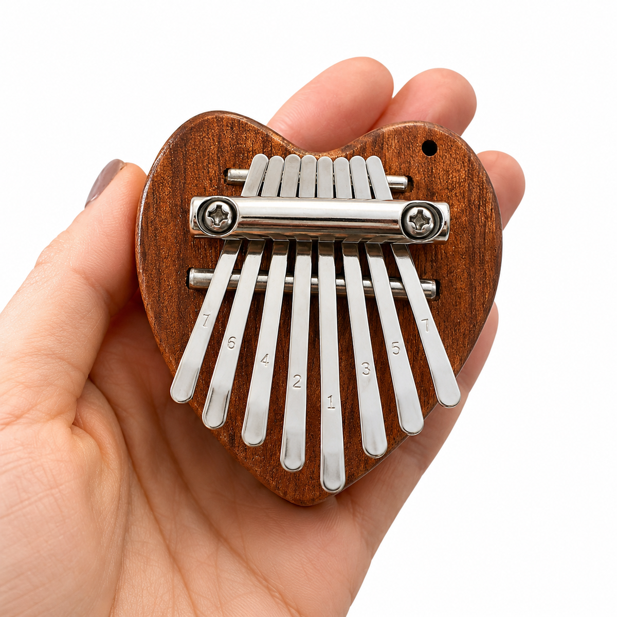 Heart-Shaped Wooden Kalimba – 8-Key Thumb Piano