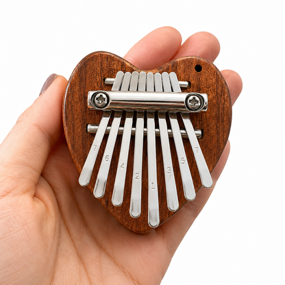 Heart-Shaped Wooden Kalimba – 8-Key Thumb Piano