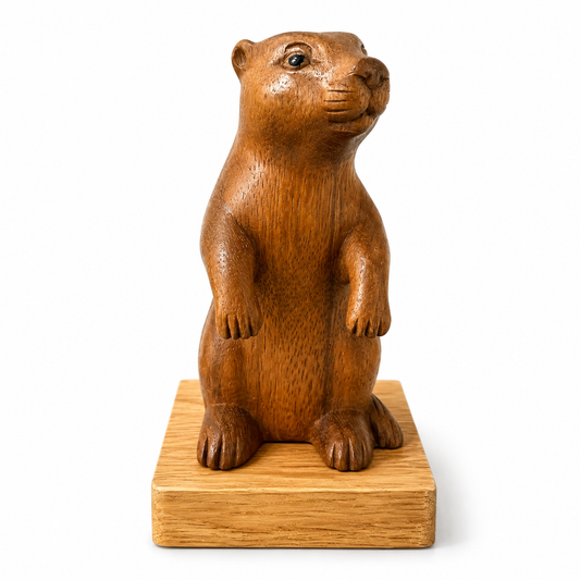 Handmade Wooden Groundhog Phone Holder – Desktop Stand