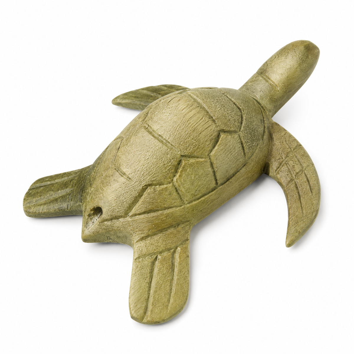 Natural Wooden Musical Whistle Green Turtle Instrument