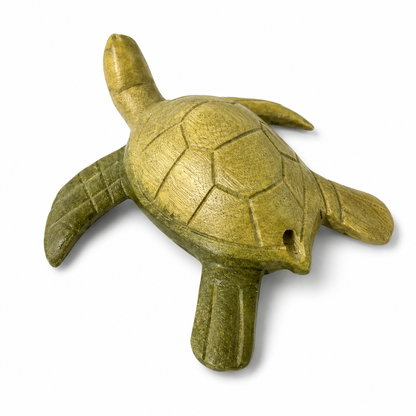 Natural Wooden Musical Whistle Green Turtle Instrument
