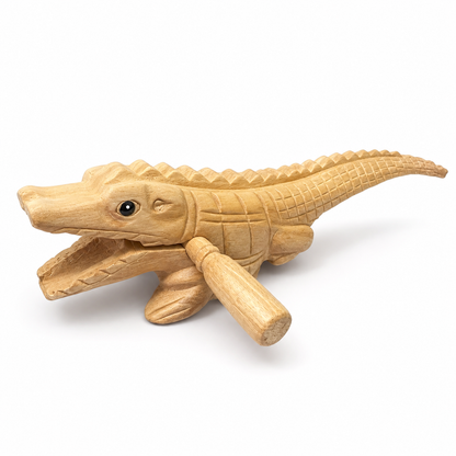 8" Wooden musical percussion intrument alligator
