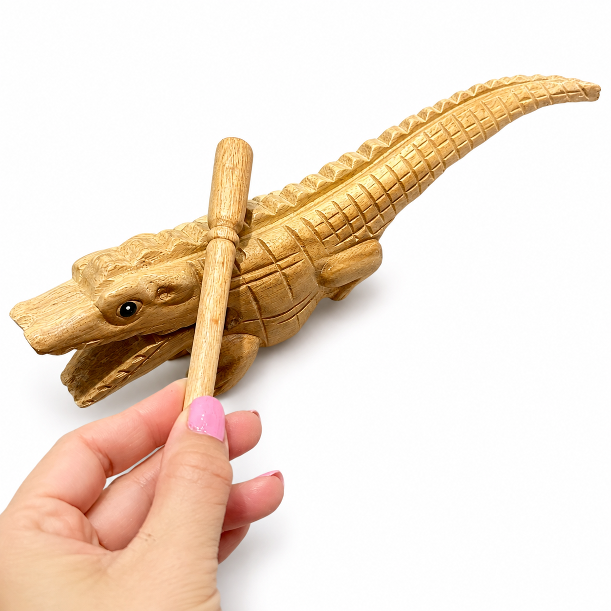 8" Wooden musical percussion intrument alligator