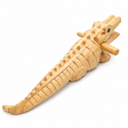 8" Wooden musical percussion intrument alligator