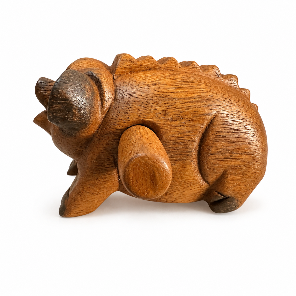 5" Dark Stained Wooden Musical Pig Percussion Instrument