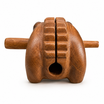 5" Dark Stained Wooden Musical Pig Percussion Instrument