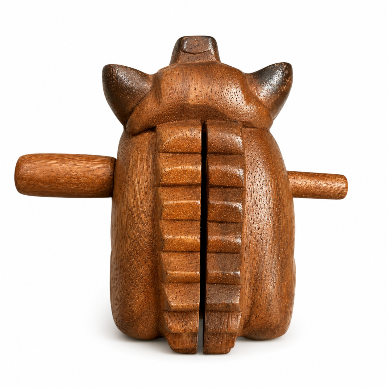 5" Dark Stained Wooden Musical Pig Percussion Instrument