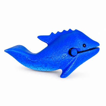 Dark Blue Wooden Musical Whistle Dolphin Percussion Instrument