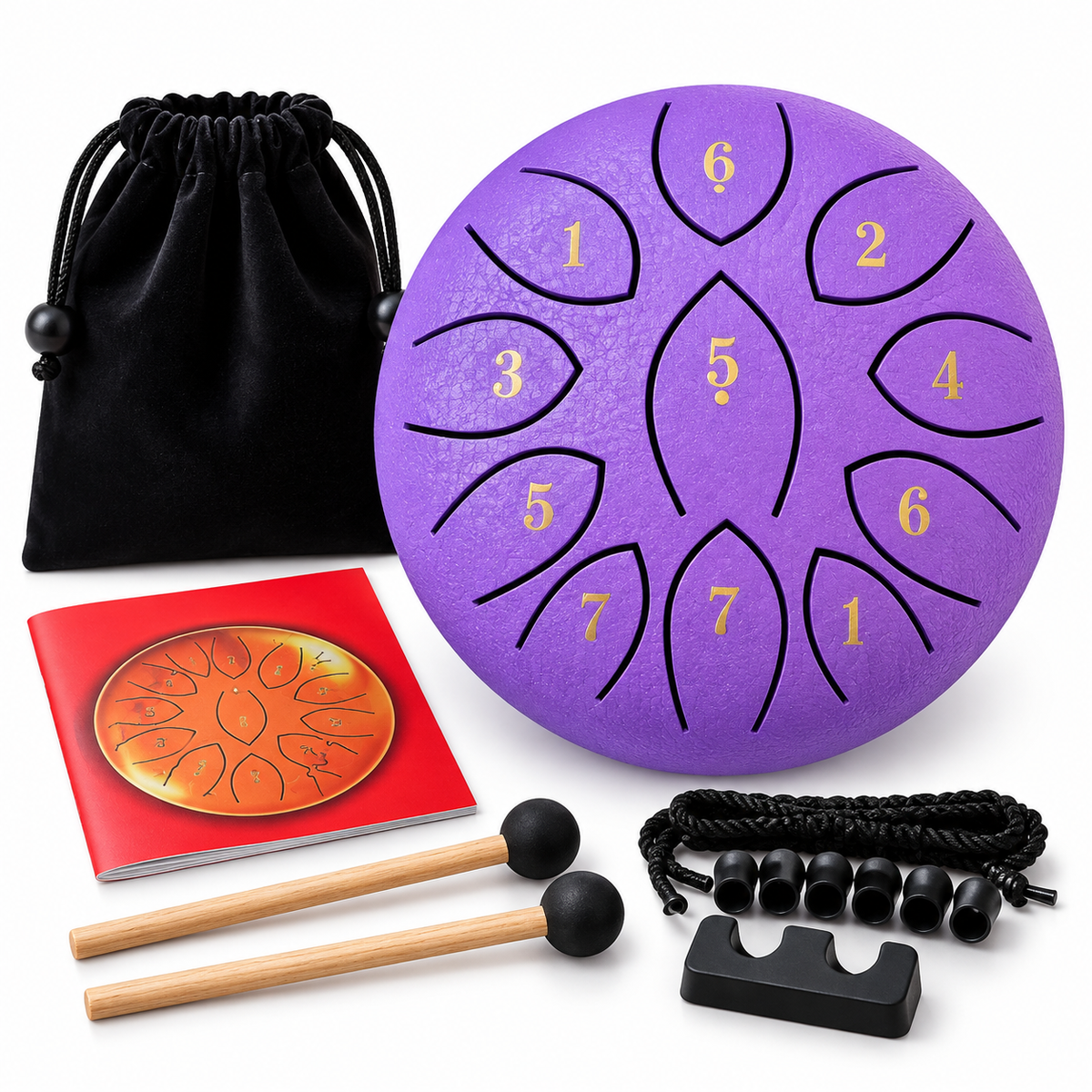 Steel Rain Drum 6 inch Percussion Instrument with Mallet (Purple)