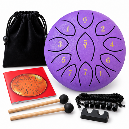 Steel Rain Drum 6 inch Percussion Instrument with Mallet (Purple)