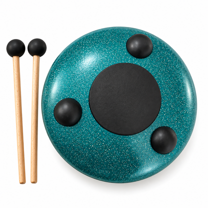 Steel Rain Drum 6 inch Percussion Instrument with Mallet (Teal)