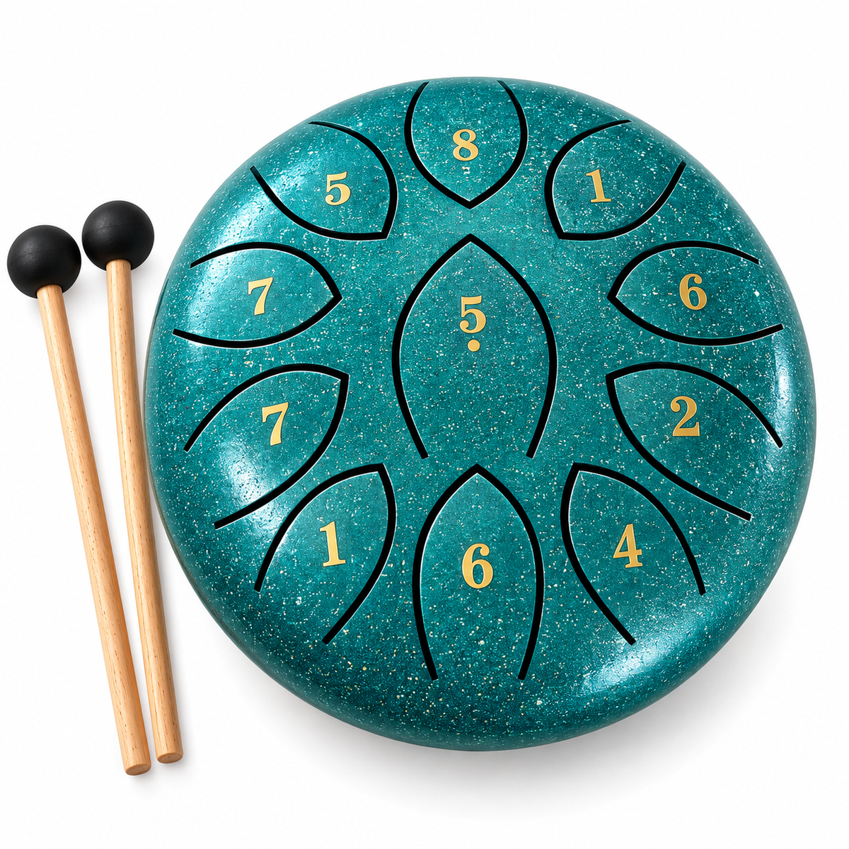 Steel Rain Drum 6 inch Percussion Instrument with Mallet (Teal)