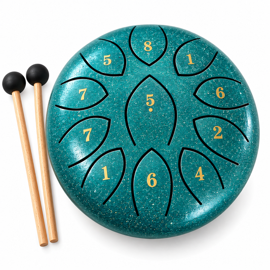 Steel Rain Drum 6 inch Percussion Instrument with Mallet (Teal)