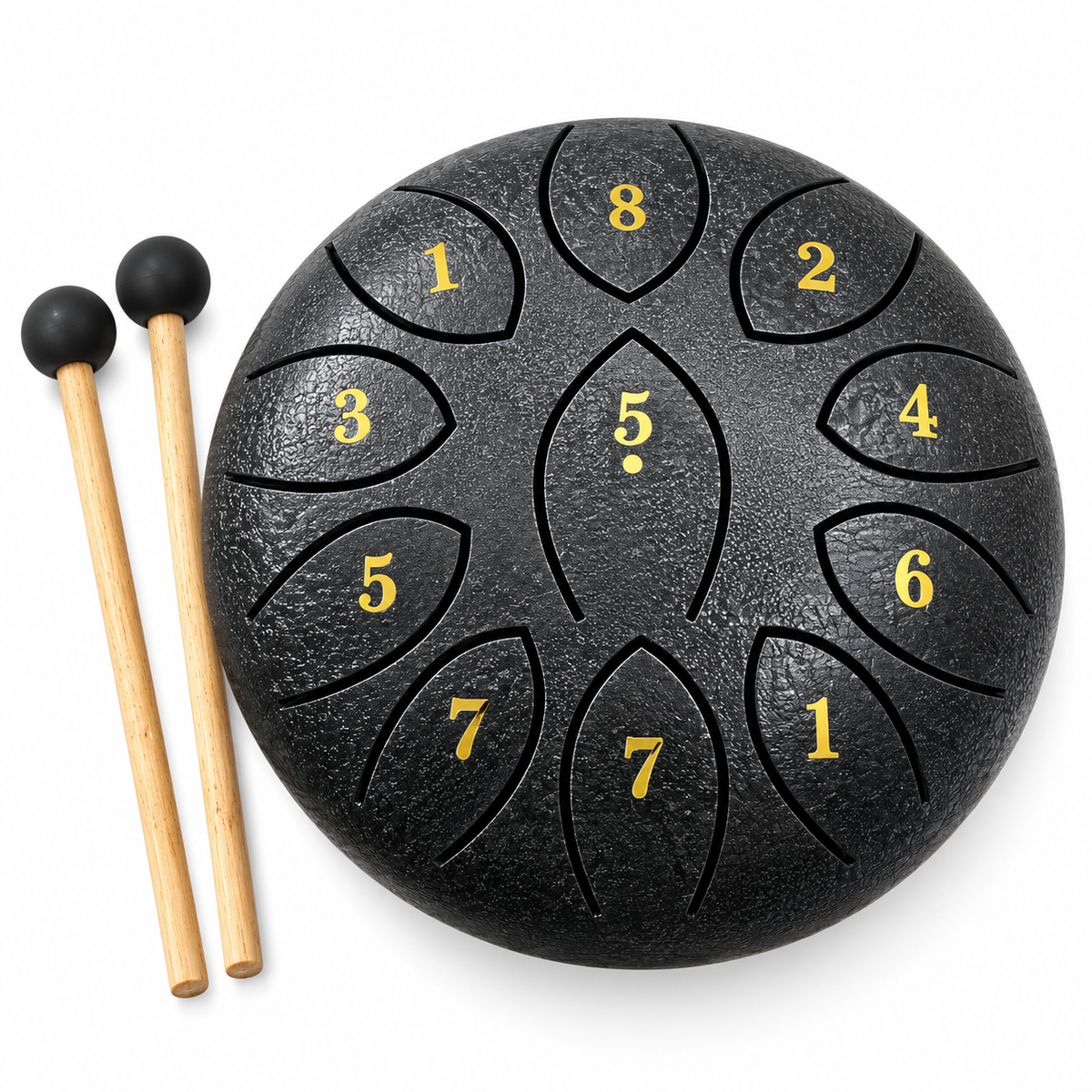 Steel Rain Drum 6 inch Percussion Instrument with Mallet (Black)