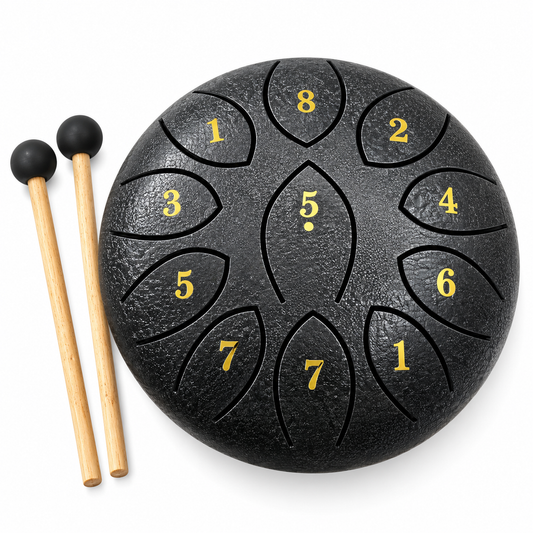 Steel Rain Drum 6 inch Percussion Instrument with Mallet (Black)