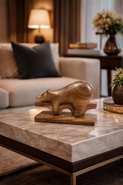 Handcarved Wooden Bear — Artisan India | Albizia Wood