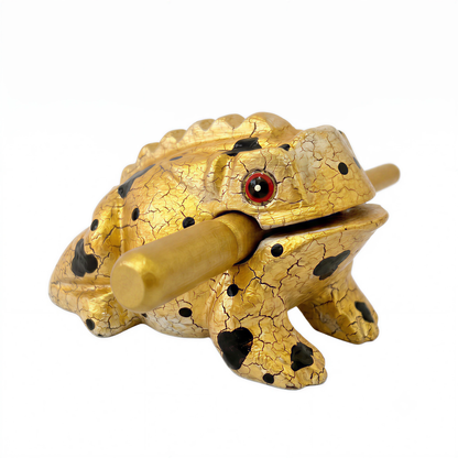 2" Wooden Musical Frog - Egyptian Golden Design (Percussion Instrument)