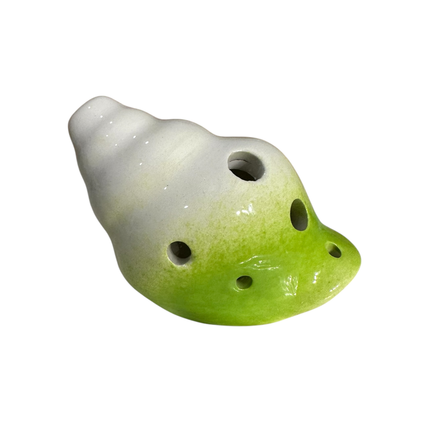 Handcrafted Lime Green Seashell Ceramic Ocarina – Musical Instrument