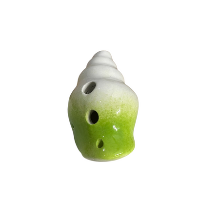 Handcrafted Lime Green Seashell Ceramic Ocarina – Musical Instrument