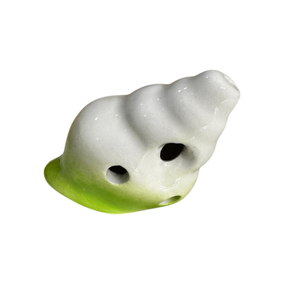 Handcrafted Lime Green Seashell Ceramic Ocarina – Musical Instrument