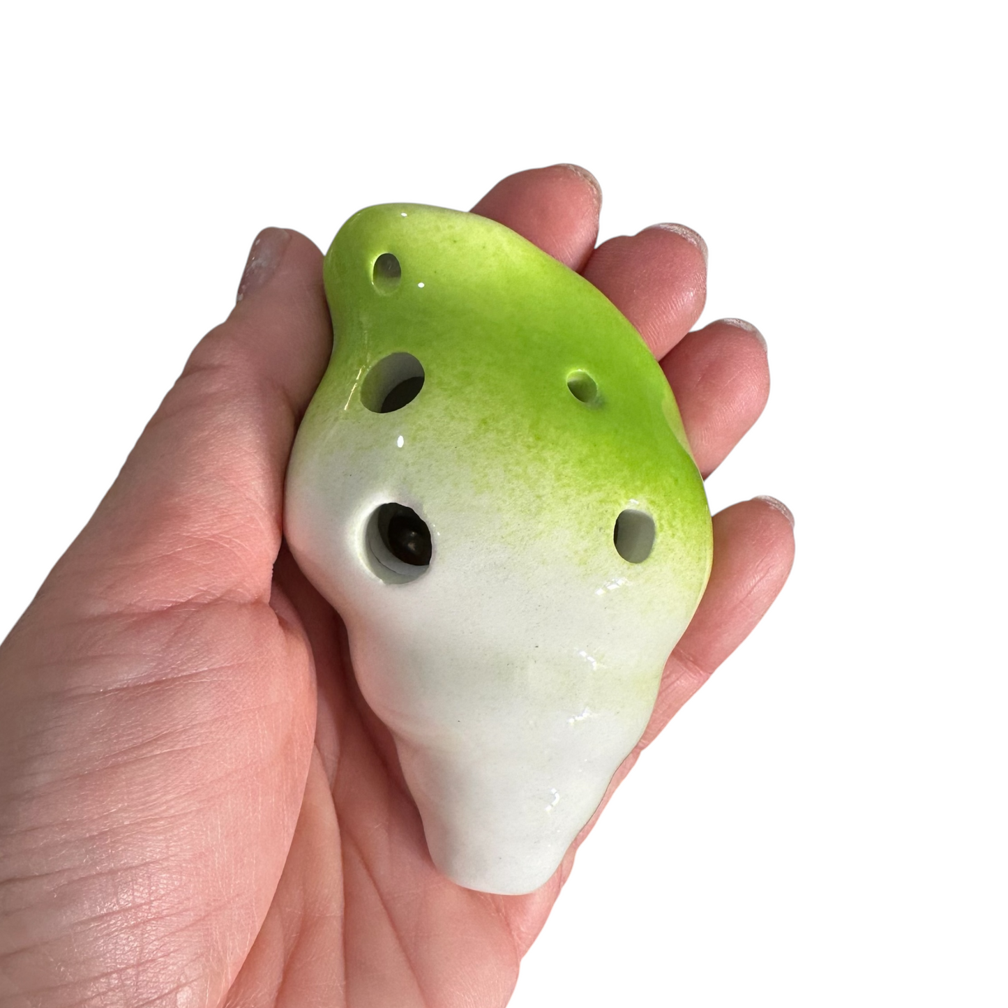 Handcrafted Lime Green Seashell Ceramic Ocarina – Musical Instrument