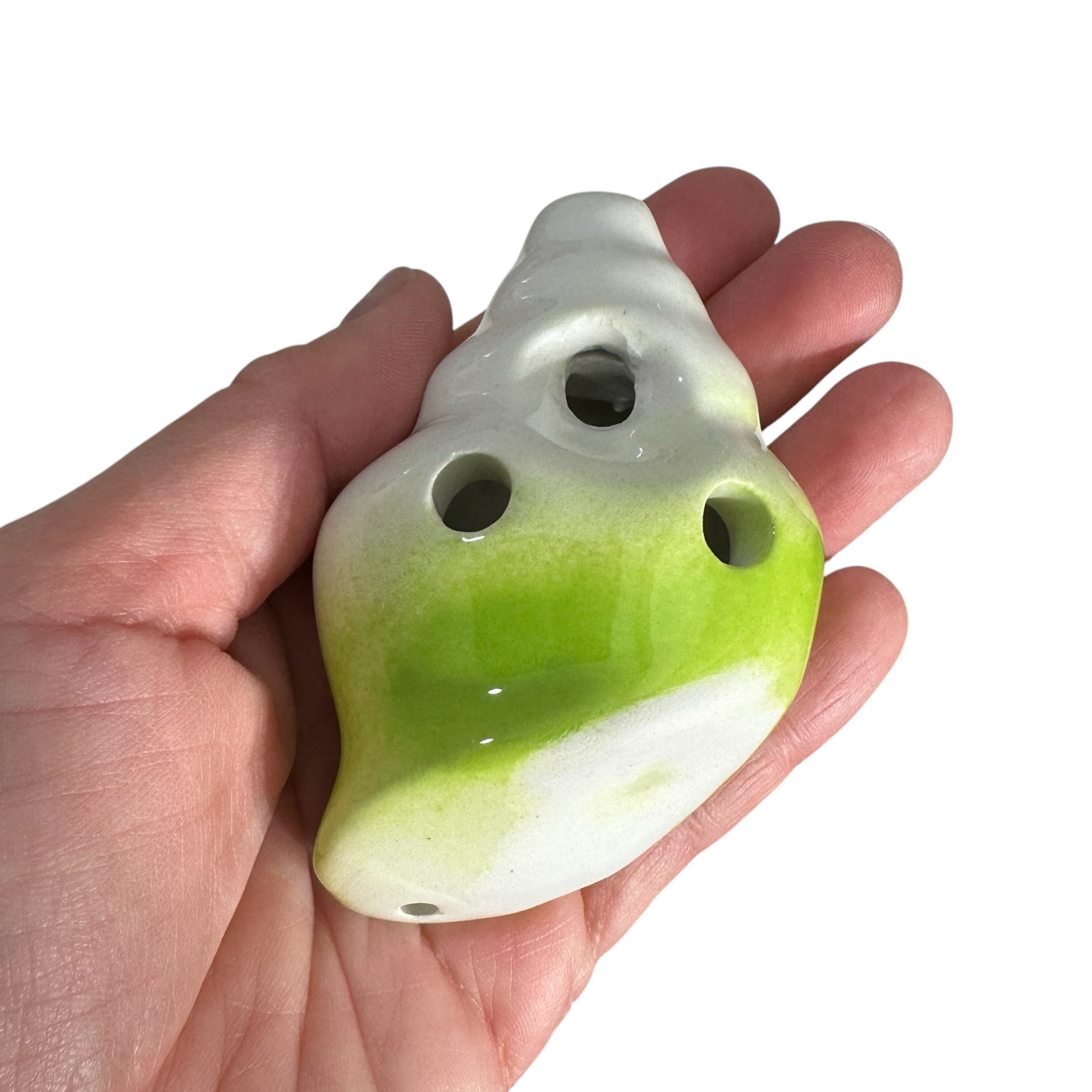 Handcrafted Lime Green Seashell Ceramic Ocarina – Musical Instrument