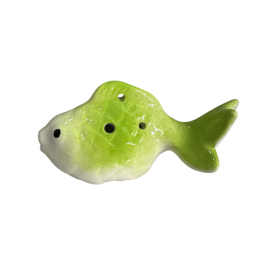 Ceramic Goldfish Ocarina Ocean Lime Green