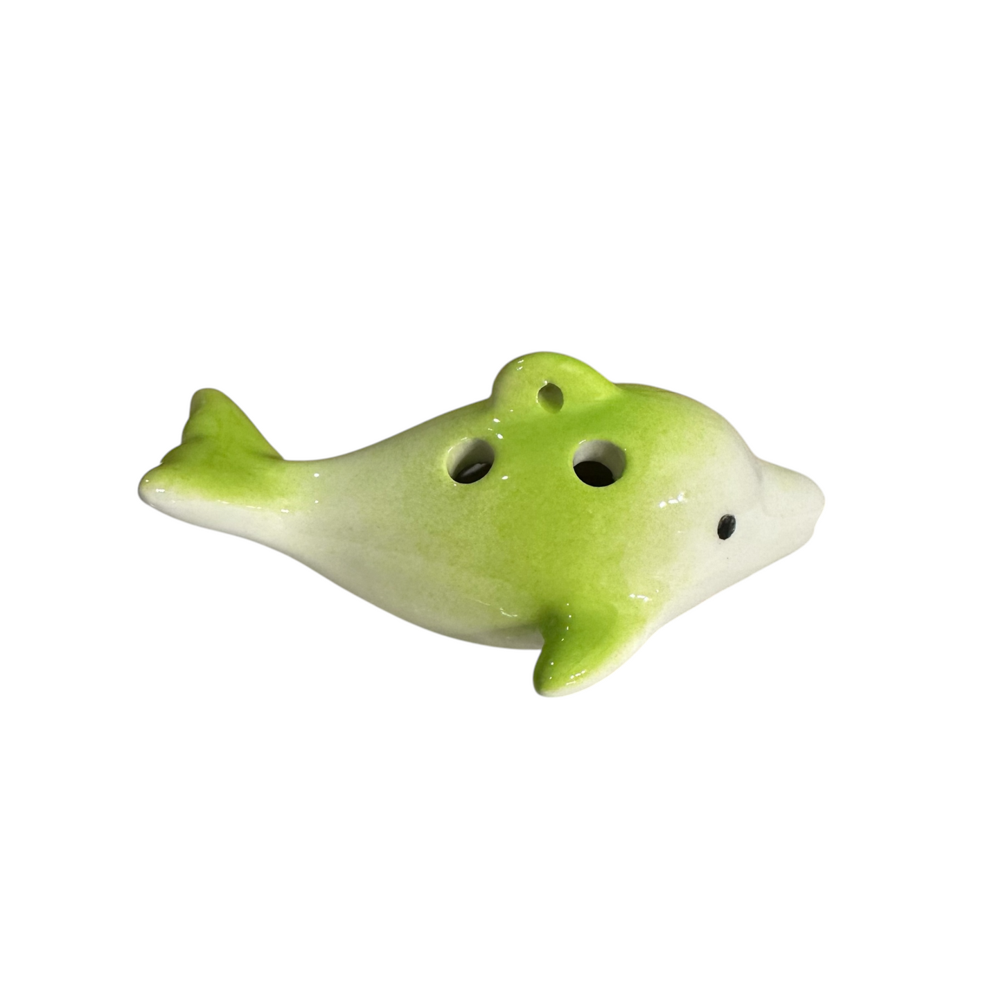 Ceramic Dolphin Ocarina Lime Green