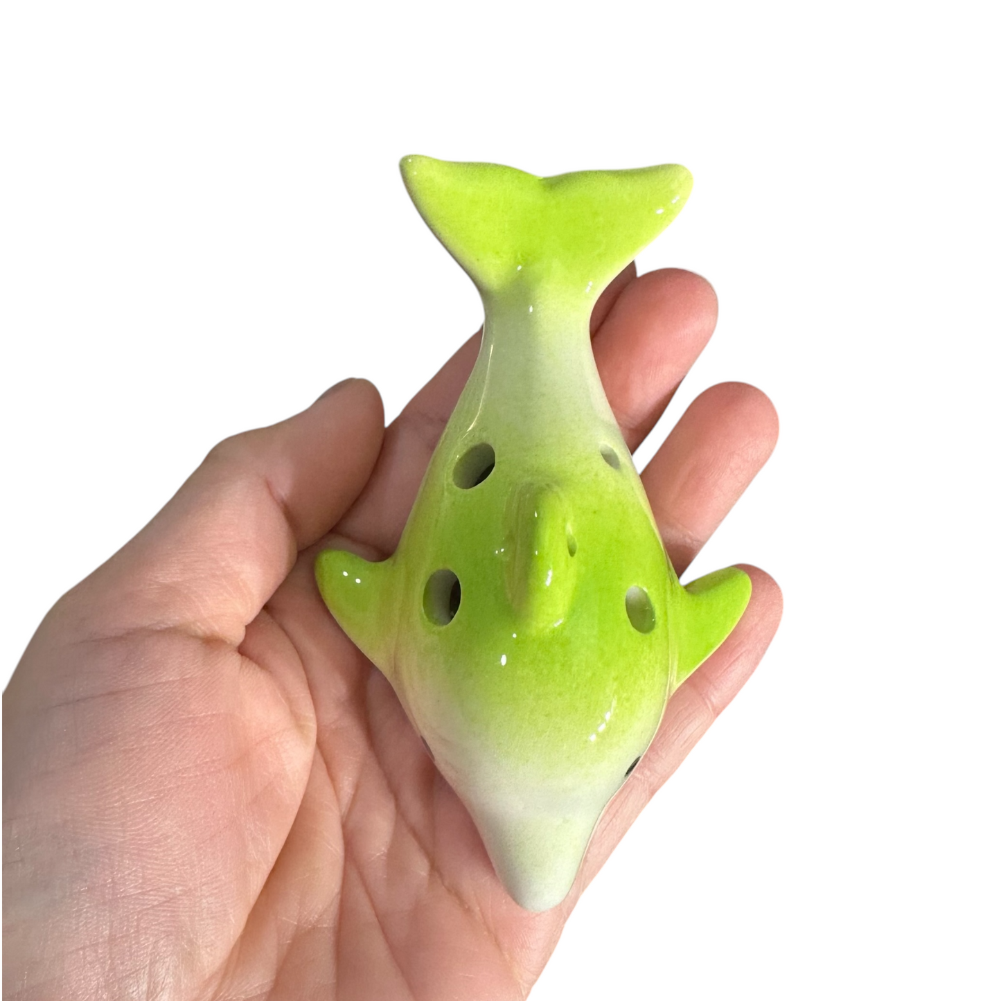 Ceramic Dolphin Ocarina Lime Green