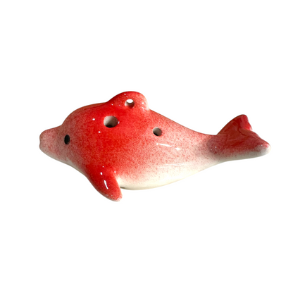 Ceramic Dolphin Ocarina Red